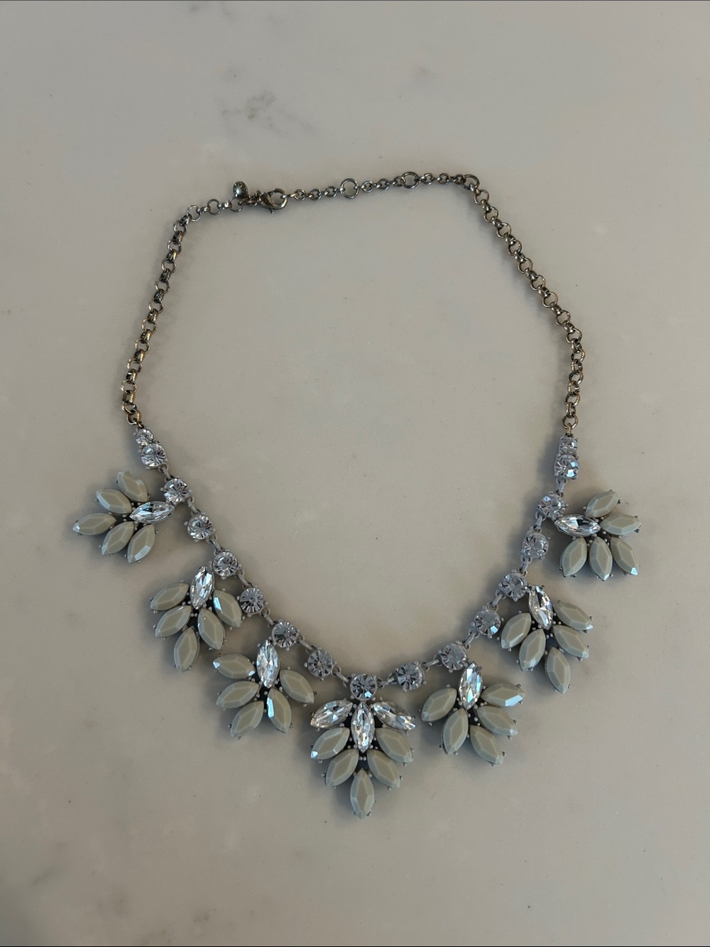 J. Crew Crystal & Grey Stone Bib Necklace